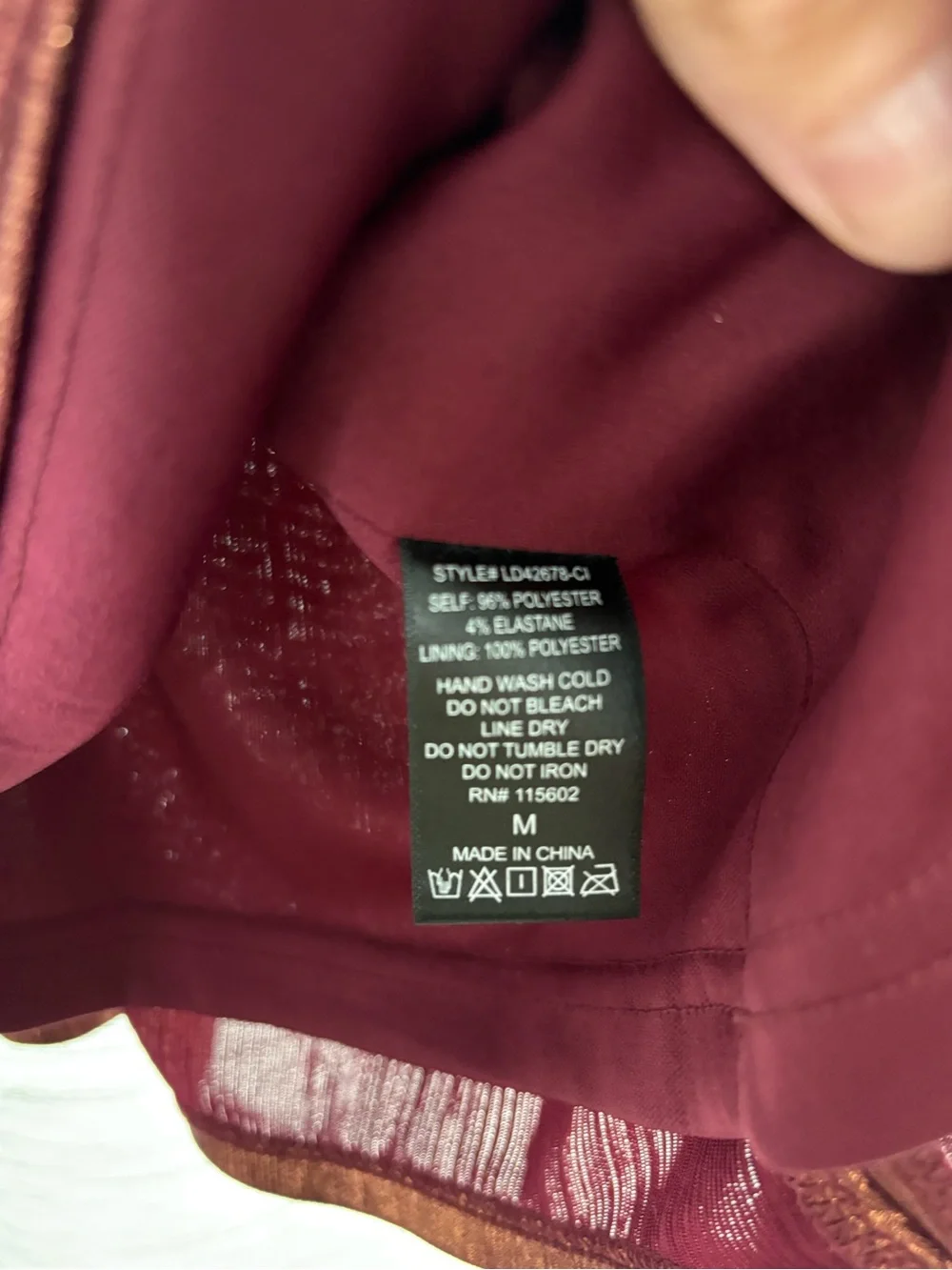 Dainty hooligan - nwt- size M - Shimmer Twist-Front Mini Dress in Deep Burgundy - Picture 4 of 5